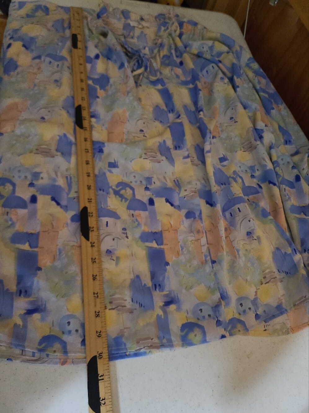 Entro Mediterranean Coastal Town Print Blouse Boho Ruffle Neck Plus Size 2X - Picture 8 of 9